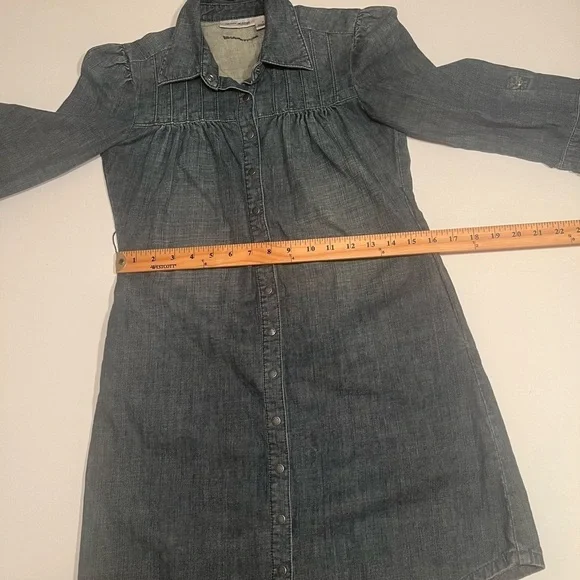DKNY JEANS denim button down A-line long sleeve mini dress size P🔥🔥 (C1) - Picture 2 of 4